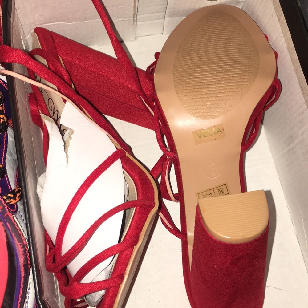 Red  lace up heels